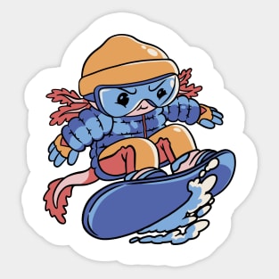 Axolotl Snowboarder Sticker